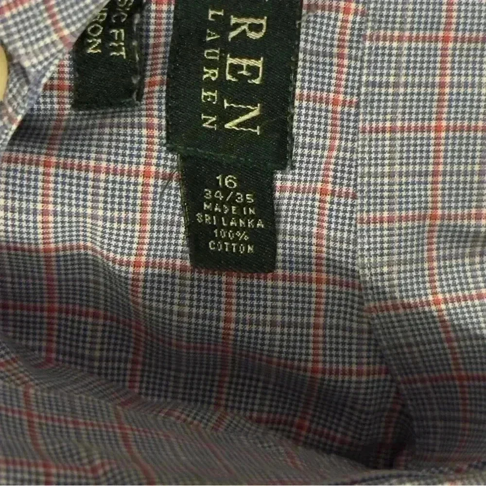 Lauren Ralph Lauren Mens Classic Fit 100% Cotton Long Sleeve Dress Shirt Size 16
